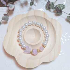 Lilac Pearls Handmade Glass Bracelet